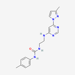 molecular formula C18H21N7O B5411819 N-(4-methylphenyl)-N'-(2-{[6-(3-methyl-1H-pyrazol-1-yl)-4-pyrimidinyl]amino}ethyl)urea 