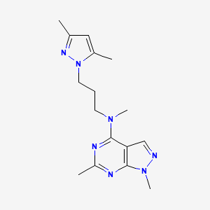 molecular formula C16H23N7 B5411830 N-[3-(3,5-dimethyl-1H-pyrazol-1-yl)propyl]-N,1,6-trimethyl-1H-pyrazolo[3,4-d]pyrimidin-4-amine 