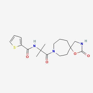 molecular formula C17H23N3O4S B5411885 N-[1,1-dimethyl-2-oxo-2-(2-oxo-1-oxa-3,8-diazaspiro[4.6]undec-8-yl)ethyl]-2-thiophenecarboxamide 
