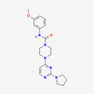molecular formula C20H26N6O2 B5412033 N-(3-methoxyphenyl)-4-[2-(1-pyrrolidinyl)-4-pyrimidinyl]-1-piperazinecarboxamide 