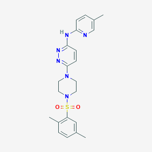 molecular formula C22H26N6O2S B5412445 6-{4-[(2,5-dimethylphenyl)sulfonyl]-1-piperazinyl}-N-(5-methyl-2-pyridinyl)-3-pyridazinamine 