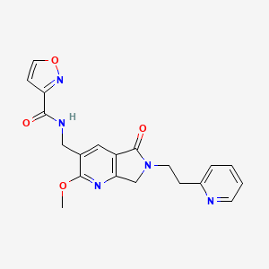 molecular formula C20H19N5O4 B5412796 N-{[2-methoxy-5-oxo-6-(2-pyridin-2-ylethyl)-6,7-dihydro-5H-pyrrolo[3,4-b]pyridin-3-yl]methyl}isoxazole-3-carboxamide 