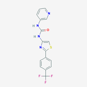molecular formula C16H11F3N4OS B541290 1-Pyridin-3-yl-3-[2-[4-(trifluoromethyl)phenyl]-1,3-thiazol-4-yl]urea 