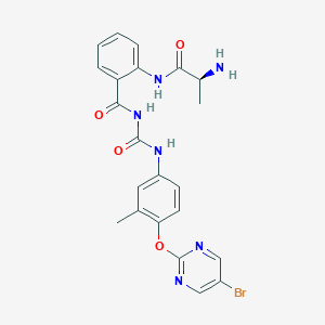 molecular formula C22H21BrN6O4 B541304 2-[[(2S)-2-aminopropanoyl]amino]-N-[[4-(5-bromopyrimidin-2-yl)oxy-3-methylphenyl]carbamoyl]benzamide 