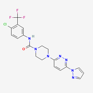 molecular formula C19H17ClF3N7O B5414356 N-[4-chloro-3-(trifluoromethyl)phenyl]-4-[6-(1H-pyrazol-1-yl)-3-pyridazinyl]-1-piperazinecarboxamide 