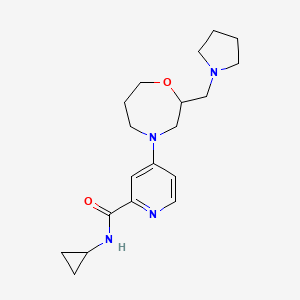 molecular formula C19H28N4O2 B5414378 N-cyclopropyl-4-[2-(1-pyrrolidinylmethyl)-1,4-oxazepan-4-yl]-2-pyridinecarboxamide 