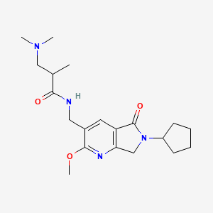 molecular formula C20H30N4O3 B5414543 N-[(6-cyclopentyl-2-methoxy-5-oxo-6,7-dihydro-5H-pyrrolo[3,4-b]pyridin-3-yl)methyl]-3-(dimethylamino)-2-methylpropanamide 