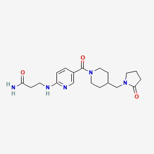 molecular formula C19H27N5O3 B5414576 N~3~-[5-({4-[(2-oxopyrrolidin-1-yl)methyl]piperidin-1-yl}carbonyl)pyridin-2-yl]-beta-alaninamide 