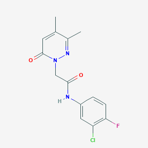 molecular formula C14H13ClFN3O2 B5414613 N-(3-chloro-4-fluorophenyl)-2-(3,4-dimethyl-6-oxopyridazin-1(6H)-yl)acetamide 