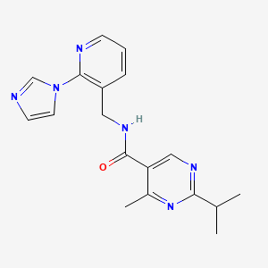 molecular formula C18H20N6O B5414789 N-{[2-(1H-imidazol-1-yl)pyridin-3-yl]methyl}-2-isopropyl-4-methylpyrimidine-5-carboxamide 
