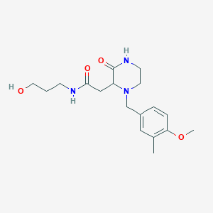 molecular formula C18H27N3O4 B5414924 N-(3-hydroxypropyl)-2-[1-(4-methoxy-3-methylbenzyl)-3-oxo-2-piperazinyl]acetamide 