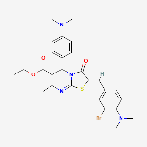 molecular formula C27H29BrN4O3S B5414987 Ethyl (2Z)-2-{[3-bromo-4-(dimethylamino)phenyl]methylidene}-5-[4-(dimethylamino)phenyl]-7-methyl-3-oxo-2H,3H,5H-[1,3]thiazolo[3,2-A]pyrimidine-6-carboxylate 