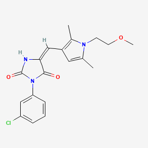 molecular formula C19H20ClN3O3 B5415020 (5E)-3-(3-chlorophenyl)-5-{[1-(2-methoxyethyl)-2,5-dimethyl-1H-pyrrol-3-yl]methylidene}imidazolidine-2,4-dione 