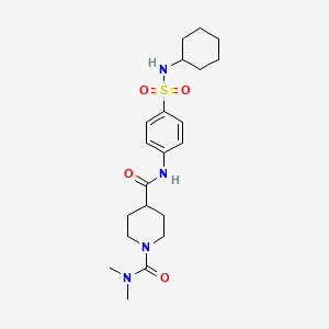 molecular formula C21H32N4O4S B5415424 N-{4-[(CYCLOHEXYLAMINO)SULFONYL]PHENYL}-N,N-DIMETHYLTETRAHYDRO-1,4(2H)-PYRIDINEDICARBOXAMIDE CAS No. 1158272-90-2