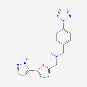 molecular formula C19H19N5O B5415451 N-methyl-N-[4-(1H-pyrazol-1-yl)benzyl]-1-[5-(1H-pyrazol-3-yl)-2-furyl]methanamine 