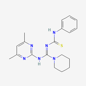 molecular formula C19H24N6S B5415497 N'-(anilinocarbonothioyl)-N-(4,6-dimethyl-2-pyrimidinyl)-1-piperidinecarboximidamide 