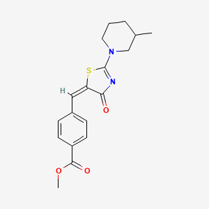 molecular formula C18H20N2O3S B5415695 methyl 4-{[2-(3-methyl-1-piperidinyl)-4-oxo-1,3-thiazol-5(4H)-ylidene]methyl}benzoate 