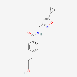 molecular formula C19H24N2O3 B5415908 N-[(5-cyclopropyl-3-isoxazolyl)methyl]-4-(3-hydroxy-3-methylbutyl)benzamide 