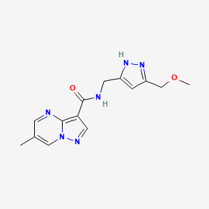 molecular formula C14H16N6O2 B5415927 N-{[5-(methoxymethyl)-1H-pyrazol-3-yl]methyl}-6-methylpyrazolo[1,5-a]pyrimidine-3-carboxamide 