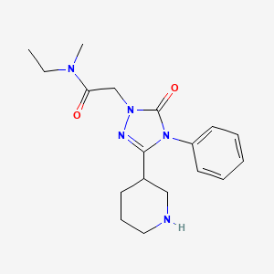 molecular formula C18H25N5O2 B5416058 N-ethyl-N-methyl-2-[5-oxo-4-phenyl-3-(3-piperidinyl)-4,5-dihydro-1H-1,2,4-triazol-1-yl]acetamide hydrochloride 