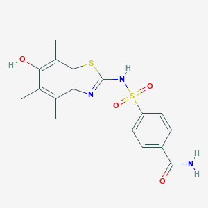 4-[(6-Hydroxy-4,5,7-trimethyl-1,3-benzothiazol-2-yl)sulfamoyl]benzamide