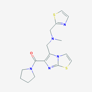 molecular formula C16H19N5OS2 B5416221 N-methyl-1-[6-(pyrrolidin-1-ylcarbonyl)imidazo[2,1-b][1,3]thiazol-5-yl]-N-(1,3-thiazol-2-ylmethyl)methanamine 