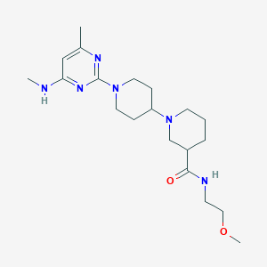 molecular formula C20H34N6O2 B5416235 N-(2-methoxyethyl)-1'-[4-methyl-6-(methylamino)pyrimidin-2-yl]-1,4'-bipiperidine-3-carboxamide 