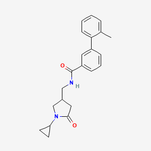 molecular formula C22H24N2O2 B5416295 N-[(1-cyclopropyl-5-oxopyrrolidin-3-yl)methyl]-2'-methylbiphenyl-3-carboxamide 