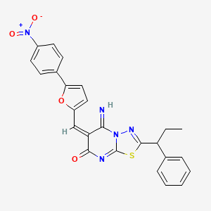 molecular formula C25H19N5O4S B5416460 (6E)-5-imino-6-[[5-(4-nitrophenyl)furan-2-yl]methylidene]-2-(1-phenylpropyl)-[1,3,4]thiadiazolo[3,2-a]pyrimidin-7-one 