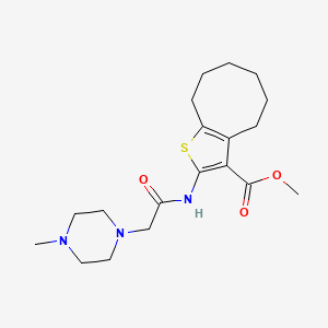 molecular formula C19H29N3O3S B5416832 methyl 2-{[(4-methyl-1-piperazinyl)acetyl]amino}-4,5,6,7,8,9-hexahydrocycloocta[b]thiophene-3-carboxylate 