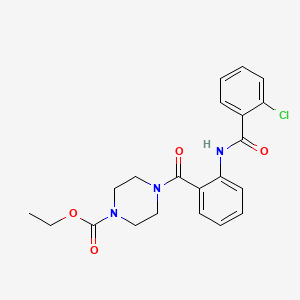 molecular formula C21H22ClN3O4 B5416950 ETHYL 4-{2-[(2-CHLOROBENZOYL)AMINO]BENZOYL}TETRAHYDRO-1(2H)-PYRAZINECARBOXYLATE 