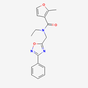 molecular formula C17H17N3O3 B5416986 N-ethyl-2-methyl-N-[(3-phenyl-1,2,4-oxadiazol-5-yl)methyl]furan-3-carboxamide 