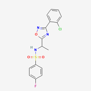 molecular formula C16H13ClFN3O3S B5417016 N-{1-[3-(2-chlorophenyl)-1,2,4-oxadiazol-5-yl]ethyl}-4-fluorobenzenesulfonamide 