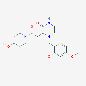 molecular formula C20H29N3O5 B5417063 4-(2,4-dimethoxybenzyl)-3-[2-(4-hydroxy-1-piperidinyl)-2-oxoethyl]-2-piperazinone 