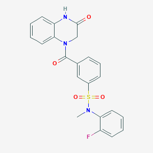 molecular formula C22H18FN3O4S B5417194 N-(2-fluorophenyl)-N-methyl-3-[(3-oxo-3,4-dihydro-1(2H)-quinoxalinyl)carbonyl]benzenesulfonamide 