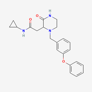 molecular formula C22H25N3O3 B5417468 N-cyclopropyl-2-[3-oxo-1-(3-phenoxybenzyl)-2-piperazinyl]acetamide 