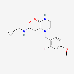 molecular formula C18H24FN3O3 B5417653 N-(cyclopropylmethyl)-2-[1-(2-fluoro-4-methoxybenzyl)-3-oxo-2-piperazinyl]acetamide 