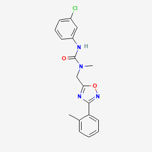 molecular formula C18H17ClN4O2 B5417940 N'-(3-chlorophenyl)-N-methyl-N-{[3-(2-methylphenyl)-1,2,4-oxadiazol-5-yl]methyl}urea 