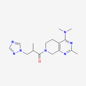 molecular formula C16H23N7O B5417967 N,N,2-trimethyl-7-[2-methyl-3-(1H-1,2,4-triazol-1-yl)propanoyl]-5,6,7,8-tetrahydropyrido[3,4-d]pyrimidin-4-amine 