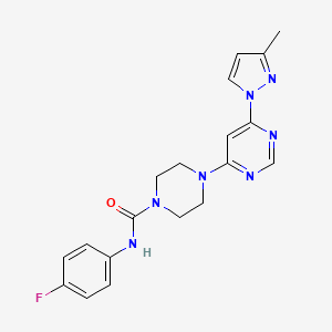 molecular formula C19H20FN7O B5417982 N-(4-fluorophenyl)-4-[6-(3-methyl-1H-pyrazol-1-yl)-4-pyrimidinyl]-1-piperazinecarboxamide 