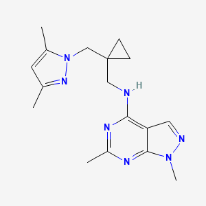 molecular formula C17H23N7 B5418002 N-({1-[(3,5-dimethyl-1H-pyrazol-1-yl)methyl]cyclopropyl}methyl)-1,6-dimethyl-1H-pyrazolo[3,4-d]pyrimidin-4-amine 