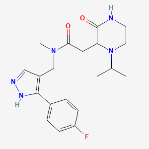 molecular formula C20H26FN5O2 B5418090 N-[[5-(4-fluorophenyl)-1H-pyrazol-4-yl]methyl]-N-methyl-2-(3-oxo-1-propan-2-ylpiperazin-2-yl)acetamide 