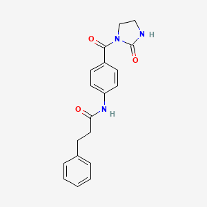 molecular formula C19H19N3O3 B5418129 N-{4-[(2-oxo-1-imidazolidinyl)carbonyl]phenyl}-3-phenylpropanamide 
