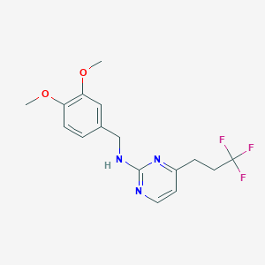 molecular formula C16H18F3N3O2 B5418190 N-(3,4-dimethoxybenzyl)-4-(3,3,3-trifluoropropyl)pyrimidin-2-amine 