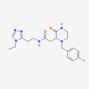 molecular formula C19H25FN6O2 B5418204 N-[2-(4-ethyl-4H-1,2,4-triazol-3-yl)ethyl]-2-[1-(4-fluorobenzyl)-3-oxo-2-piperazinyl]acetamide 
