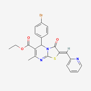 molecular formula C22H18BrN3O3S B5418292 ethyl 5-(4-bromophenyl)-7-methyl-3-oxo-2-(2-pyridinylmethylene)-2,3-dihydro-5H-[1,3]thiazolo[3,2-a]pyrimidine-6-carboxylate 