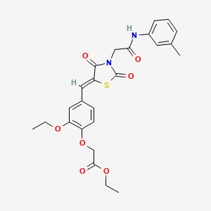 molecular formula C25H26N2O7S B5418324 ethyl {2-ethoxy-4-[(3-{2-[(3-methylphenyl)amino]-2-oxoethyl}-2,4-dioxo-1,3-thiazolidin-5-ylidene)methyl]phenoxy}acetate 