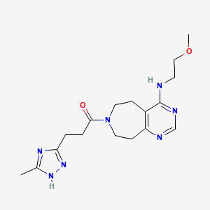 molecular formula C17H25N7O2 B5418350 N-(2-methoxyethyl)-7-[3-(5-methyl-1H-1,2,4-triazol-3-yl)propanoyl]-6,7,8,9-tetrahydro-5H-pyrimido[4,5-d]azepin-4-amine 
