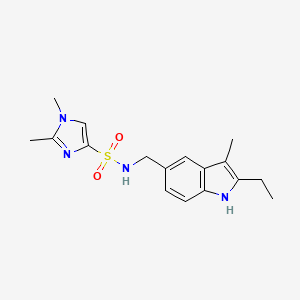 molecular formula C17H22N4O2S B5418373 N-[(2-ethyl-3-methyl-1H-indol-5-yl)methyl]-1,2-dimethyl-1H-imidazole-4-sulfonamide 