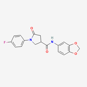 molecular formula C18H15FN2O4 B5418536 N-(2H-1,3-BENZODIOXOL-5-YL)-1-(4-FLUOROPHENYL)-5-OXOPYRROLIDINE-3-CARBOXAMIDE 